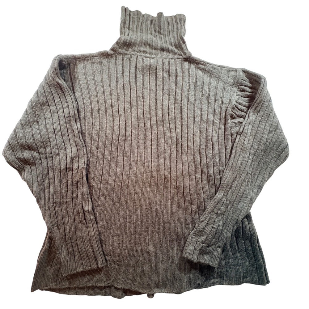 Ferruche Turtleneck Sweater Mens XL Gray Ribbed Knit Pullover Long Sleeve Knit